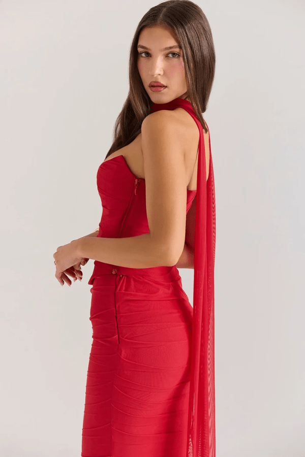 Sophie | Women’s Strapless Maxi Dress | Draped Detail Full Length Evening Dress-Women Dress-Eltrendio