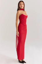 Sophie | Women’s Strapless Maxi Dress | Draped Detail Full Length Evening Dress-Women Dress-Eltrendio