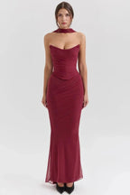 Sophie | Women’s Strapless Maxi Dress | Draped Detail Full Length Evening Dress-Women Dress-Eltrendio