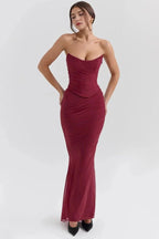 Sophie | Women’s Strapless Maxi Dress | Draped Detail Full Length Evening Dress-Women Dress-Eltrendio