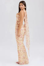 Sophie | Women’s Strapless Maxi Dress | Draped Detail Full Length Evening Dress-Women Dress-Eltrendio