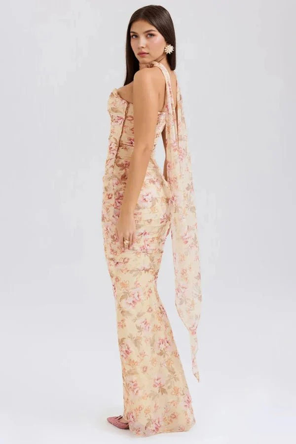 Sophie | Women’s Strapless Maxi Dress | Draped Detail Full Length Evening Dress-Women Dress-Eltrendio