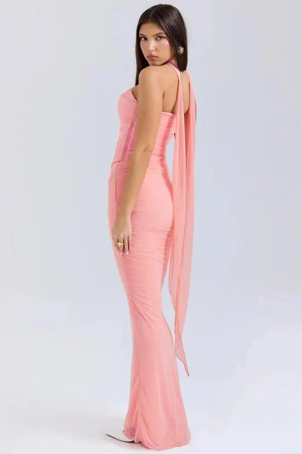 Sophie | Women’s Strapless Maxi Dress | Draped Detail Full Length Evening Dress-Women Dress-Eltrendio