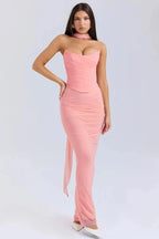 Sophie | Women’s Strapless Maxi Dress | Draped Detail Full Length Evening Dress-Women Dress-Eltrendio