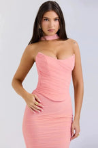 Sophie | Women’s Strapless Maxi Dress | Draped Detail Full Length Evening Dress-Women Dress-Eltrendio
