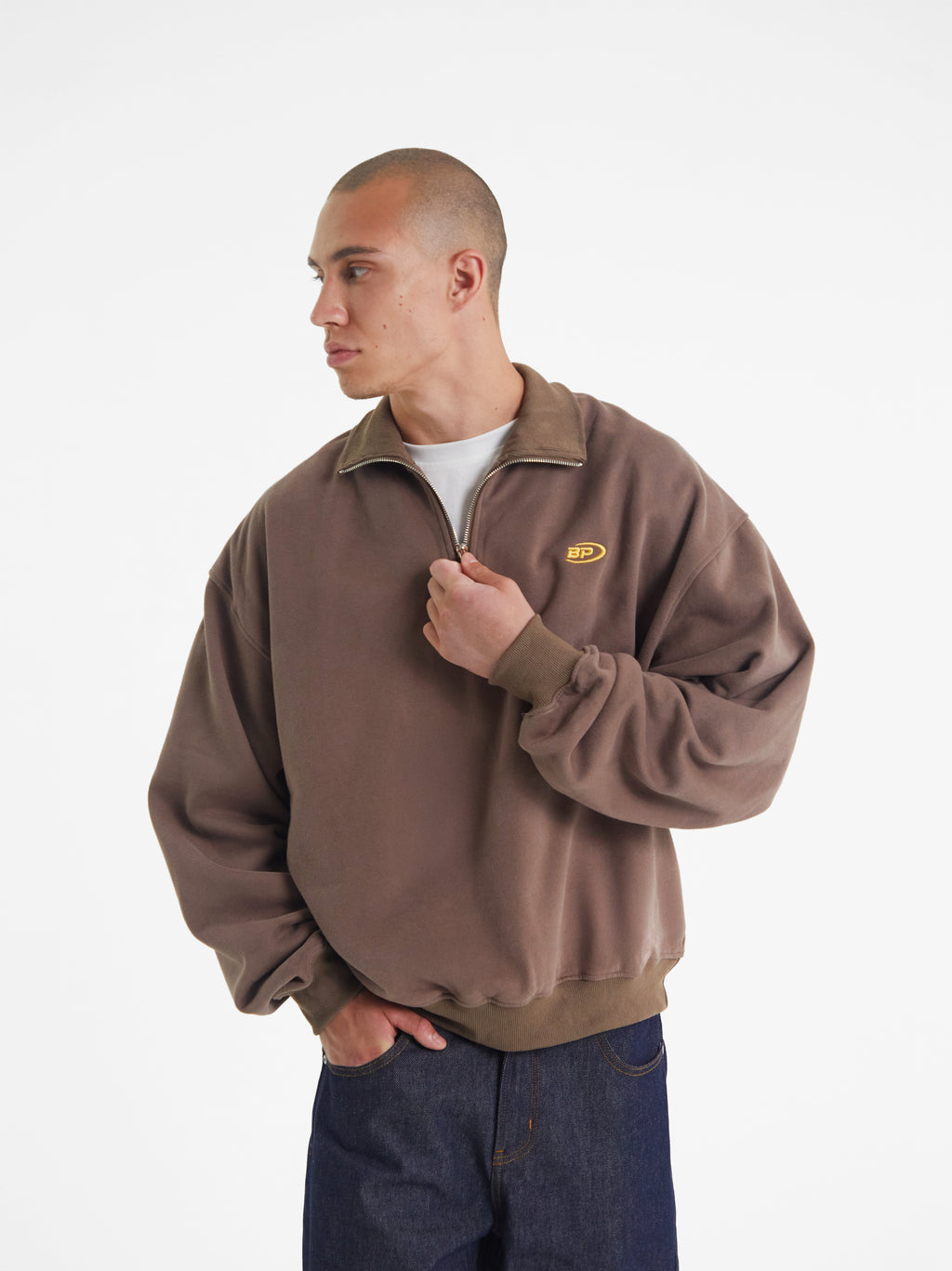 Theo | Unisex Half Zip Sweatshirt | Oversized Retro Collar Style-Eltrendio