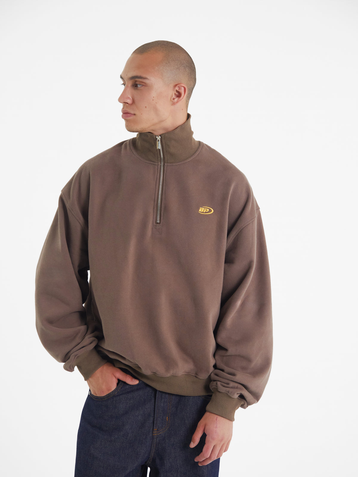Theo | Unisex Half Zip Sweatshirt | Oversized Retro Collar Style-Eltrendio