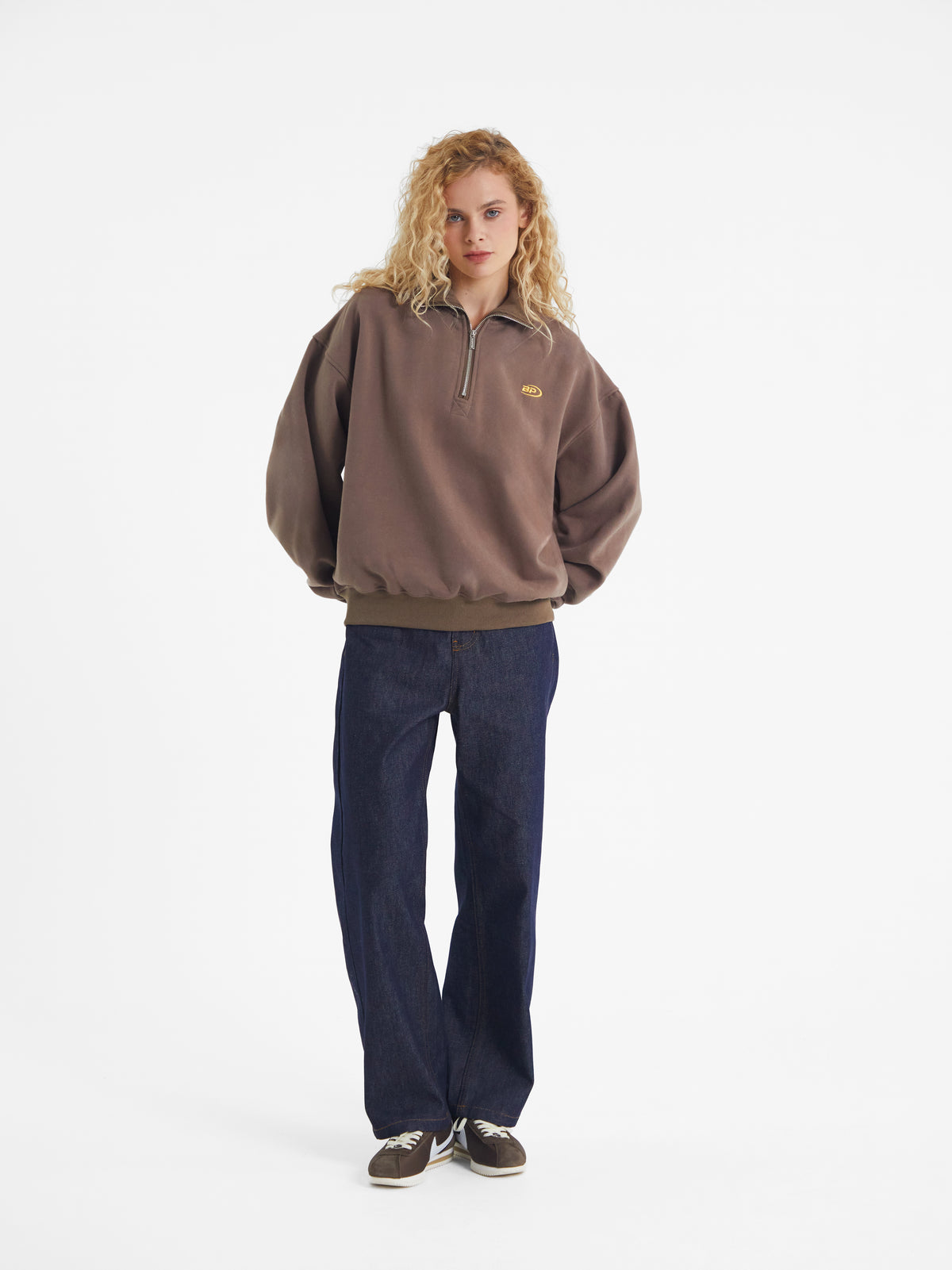 Theo | Unisex Half Zip Sweatshirt | Oversized Retro Collar Style-Eltrendio