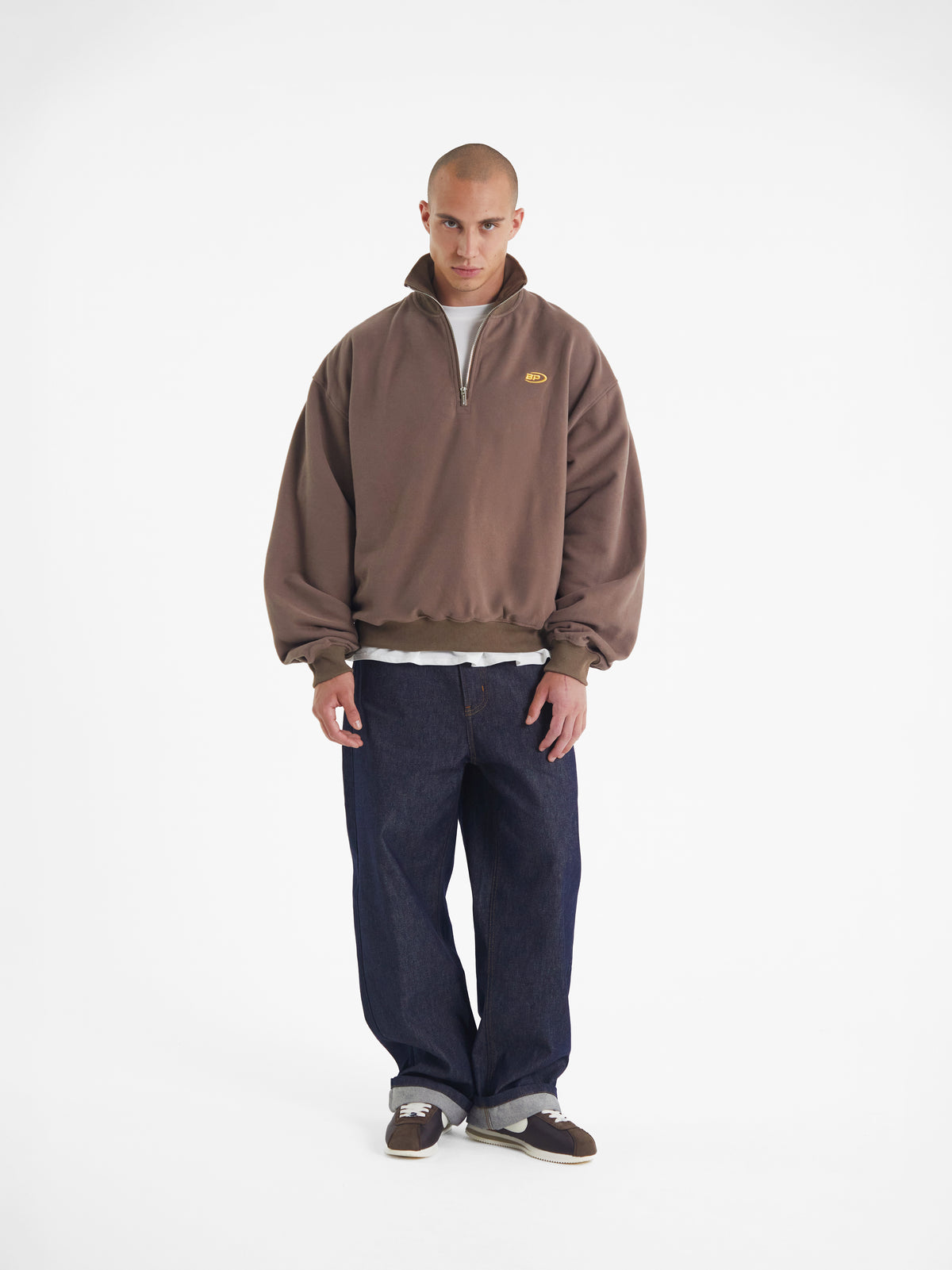 Theo | Unisex Half Zip Sweatshirt | Oversized Retro Collar Style-Eltrendio