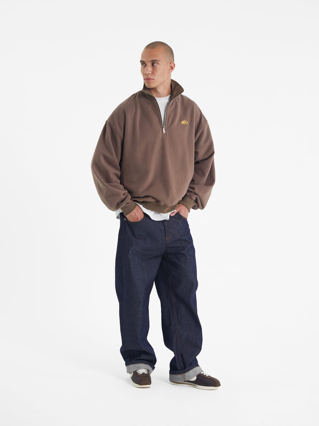 Theo | Unisex Half Zip Sweatshirt | Oversized Retro Collar Style-Eltrendio