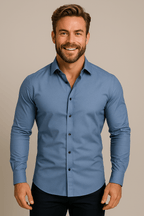 Thomas | Men’s Button Front Shirt | Collared Wedding Shirt-Men Shirt-Eltrendio