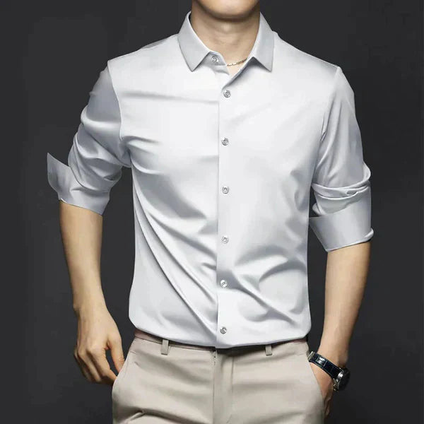 Thomas | Men's Plain Dress Shirt | Button Front Business Casual Shirt-Men Shirt-Eltrendio