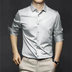 Thomas | Men's Plain Dress Shirt | Button Front Business Casual Shirt-Men Shirt-Eltrendio