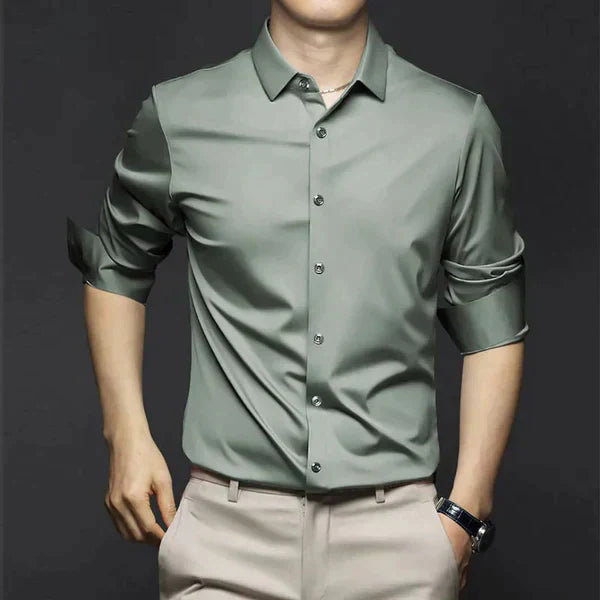 Thomas | Men's Plain Dress Shirt | Button Front Business Casual Shirt-Men Shirt-Eltrendio