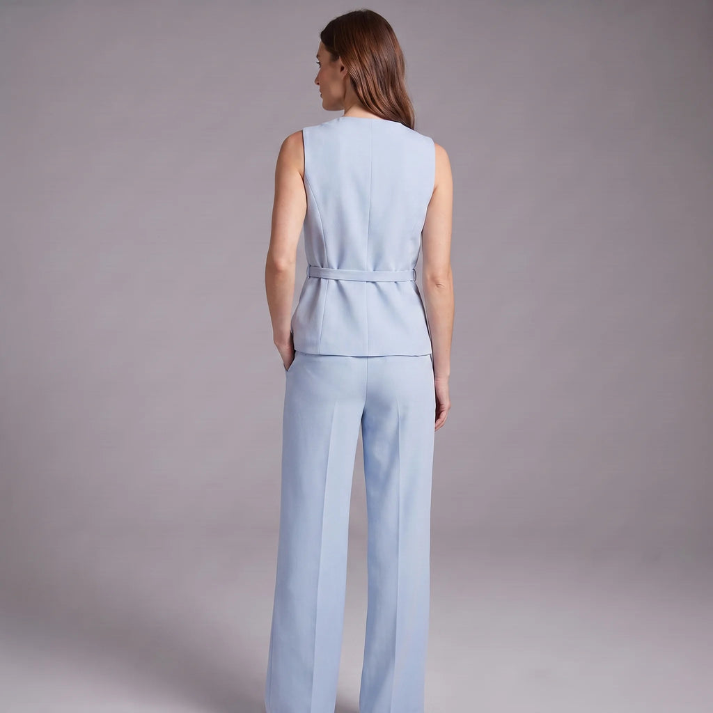Victoria | Women’s Trouser Suit Set | Sleeveless Pinstripe Office Wear-Women Pantsuit-Eltrendio