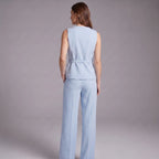 Victoria | Women’s Trouser Suit Set | Sleeveless Pinstripe Office Wear-Women Pantsuit-Eltrendio
