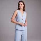 Victoria | Women’s Trouser Suit Set | Sleeveless Pinstripe Office Wear-Women Pantsuit-Eltrendio