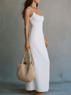 Vivienne | Women’s Maxi Dress | Spaghetti Strap Side Split-Women Dress-Eltrendio