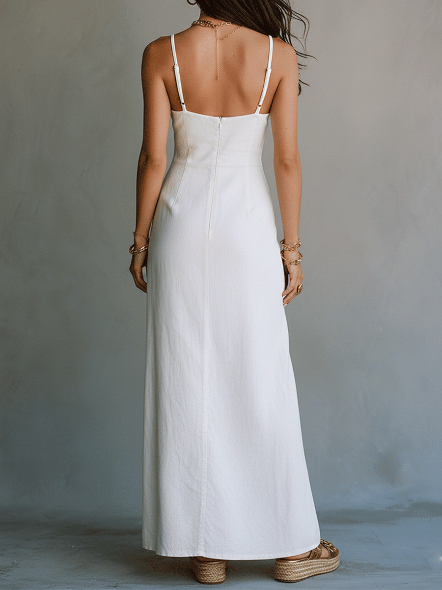 Vivienne | Women’s Maxi Dress | Spaghetti Strap Side Split-Women Dress-Eltrendio