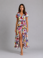 Vivienne | Women’s Maxi Dress | Wrap Front Split Wedding Guest-Women Dress-Eltrendio