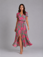 Vivienne | Women’s Maxi Dress | Wrap Front Split Wedding Guest-Women Dress-Eltrendio