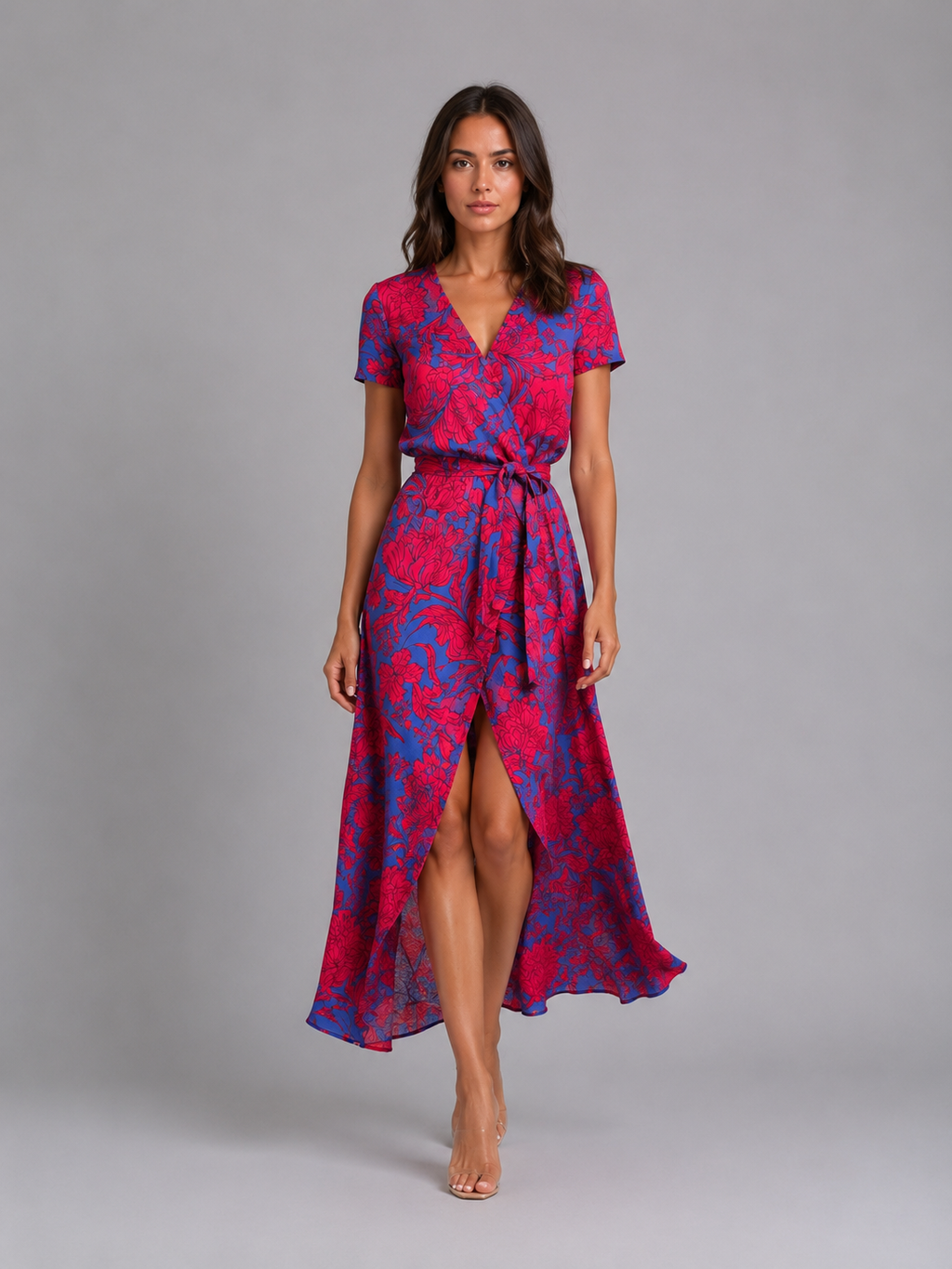 Vivienne | Women’s Maxi Dress | Wrap Front Split Wedding Guest-Women Dress-Eltrendio