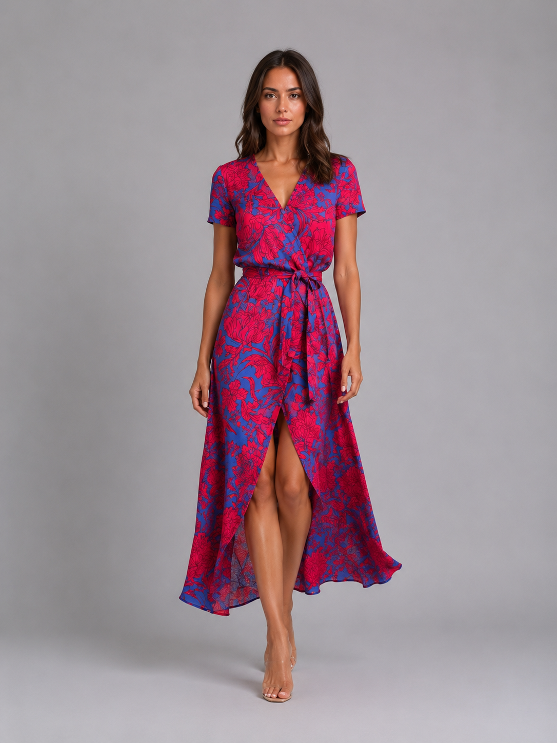 Vivienne | Women’s Maxi Dress | Wrap Front Split Wedding Guest-Women Dress-Eltrendio