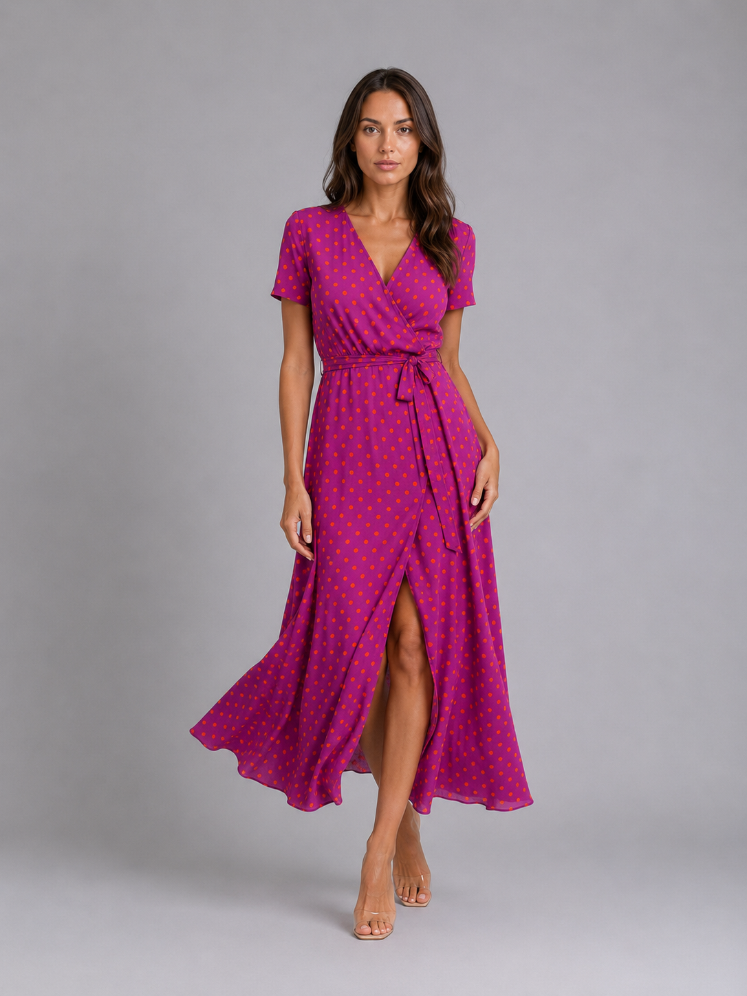 Vivienne | Women’s Maxi Dress | Wrap Front Split Wedding Guest-Women Dress-Eltrendio