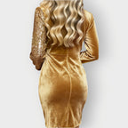 Vivienne | Women’s Sequin Mini Dress | Long Sleeve Wrap Cocktail Party-Women Dress-Eltrendio