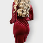 Vivienne | Women’s Sequin Mini Dress | Long Sleeve Wrap Cocktail Party-Women Dress-Eltrendio