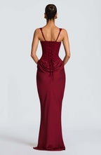 Vivienne | Women's Sleeveless Maxi Dress | Square Neck Draped Formal Evening Event-Women Dress-Eltrendio