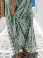 Vivienne | Women's Tie Dye Maxi Dress | V Neck Summer Getaway Dress-Women Dress-Eltrendio