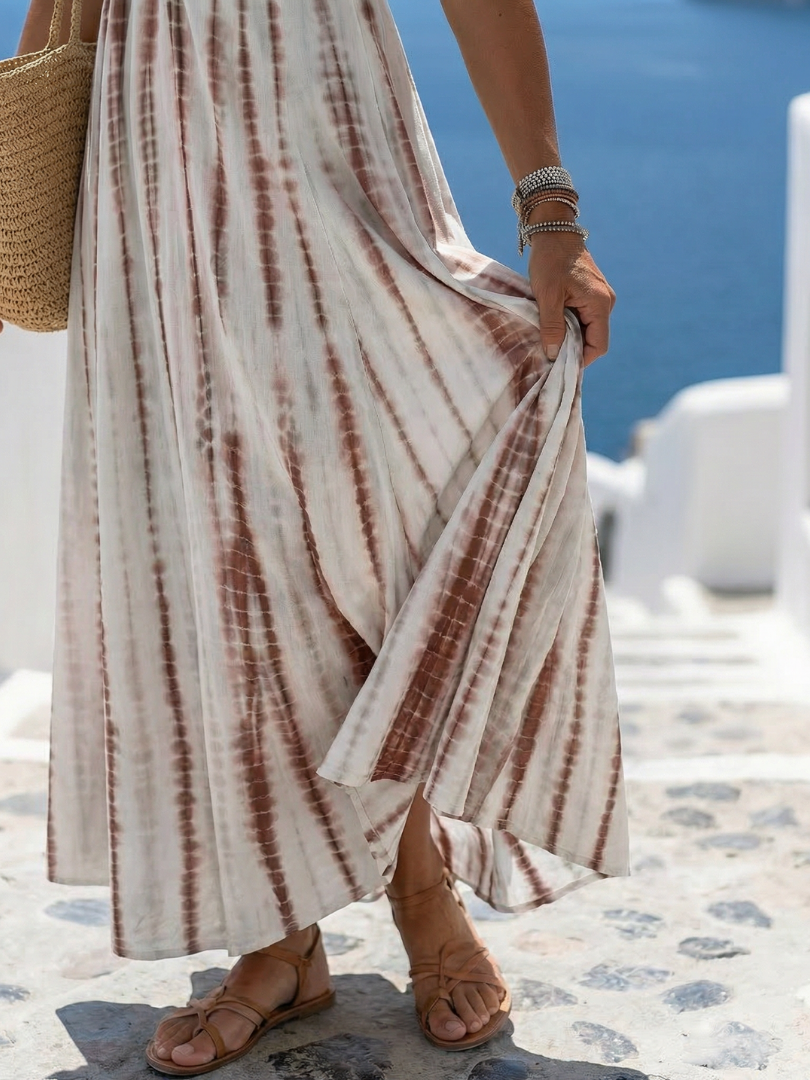 Vivienne | Women's Tie Dye Maxi Dress | V Neck Summer Getaway Dress-Women Dress-Eltrendio