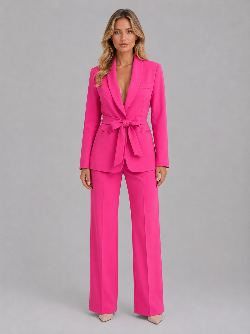 Vivienne | Women’s Two Piece Suit | Tie Waist Wide Leg-Women Pantsuit-Eltrendio