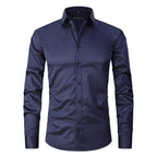 Westfield | Men’s Button Front Dress Shirt | Point Collar Long Sleeves Business Wear-Men Shirt-Eltrendio