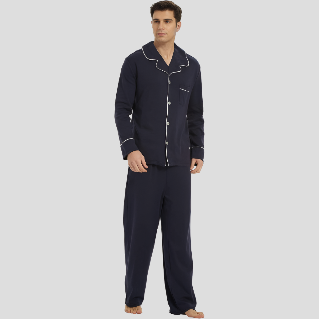 William | Men's Pyjama Set | Button Front Sleepwear Lounge Set-Men Pajamas-Eltrendio