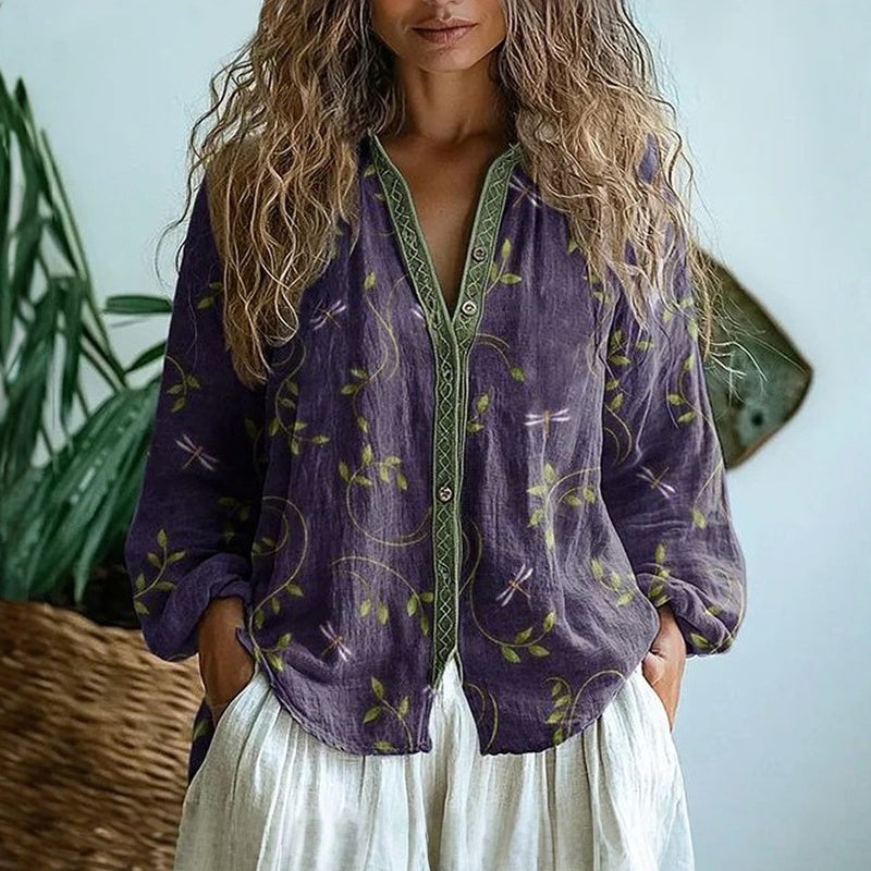 Willow | Women’s Blouse | Floral Print Button Front-Women Blouse-Eltrendio