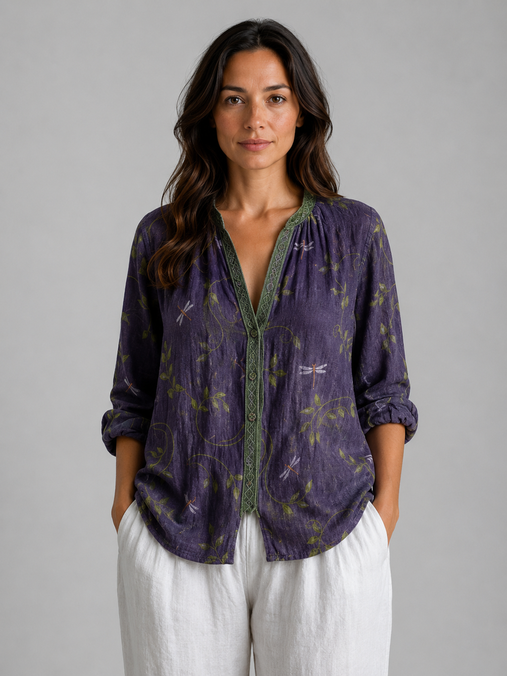 Willow | Women’s Blouse | Floral Print V Neck-Women Blouse-Eltrendio