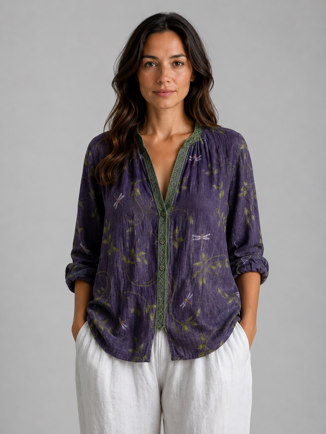 Willow | Women’s Blouse | Floral Print V Neck-Women Blouse-Eltrendio
