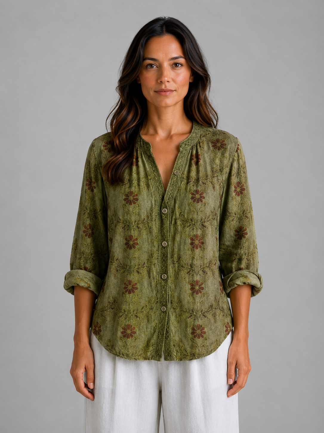 Willow | Women’s Blouse | Floral Print V Neck-Women Blouse-Eltrendio