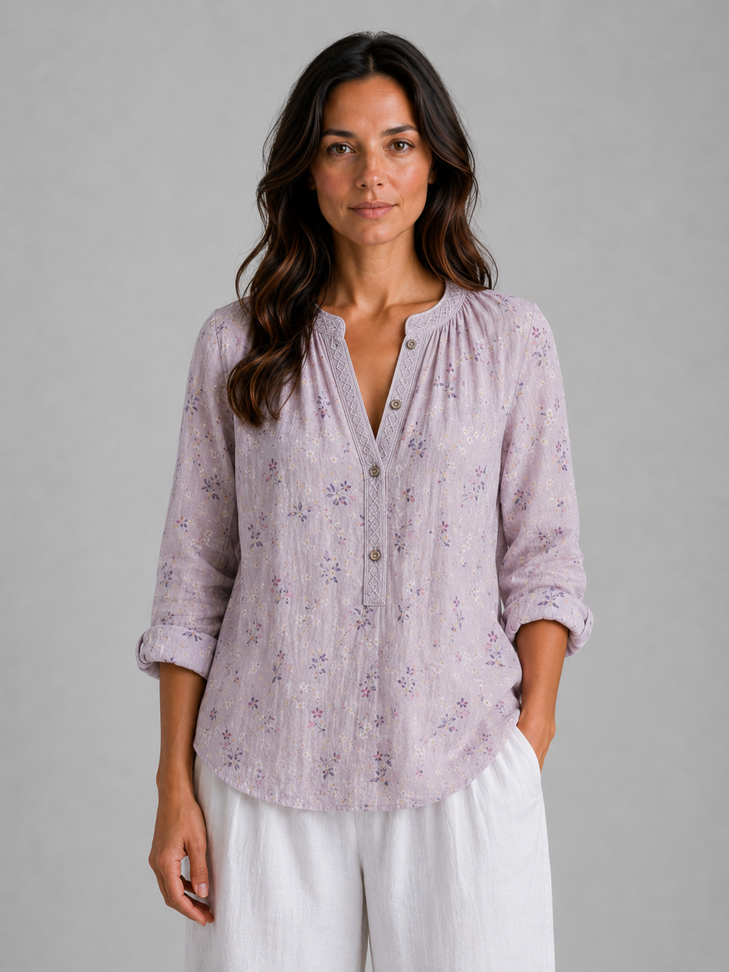 Willow | Women’s Blouse | Floral Print V Neck-Women Blouse-Eltrendio