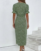 Willow | Women's Floral Print Midi Dress | V Neck Button Detail-Women Dress-Eltrendio
