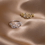 Willowcrest | Women’s Crystal Leaf Ring | Open Band Marquise Stone Everyday Jewellery-Ring-Eltrendio