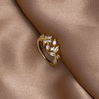 Willowcrest | Women’s Crystal Leaf Ring | Open Band Marquise Stone Everyday Jewellery-Ring-Eltrendio